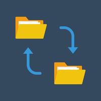 Data exchange, data transfer. File and folder icon. Flat vector illustration suitable for many purposes.