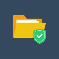 File protection, data security. Folder with shield icon. Flat vector illustration suitable for many purposes.