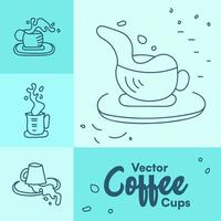 taza de bebida de ilustración de vector de café caliente con hermosa salpicadura aleatoria