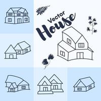 Simple 2d house drawing vector graphic objects