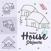 Artistic minimal and perspective house illustration objects vector