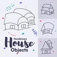 Perspective vector home doodle illustration outline objects