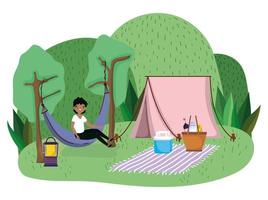 young people picnic in the park vector