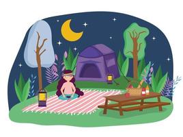 young people picnic in the park vector