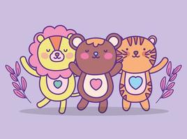 cute animals cartoon flat design vector