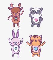 cute animals cartoon flat design vector