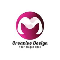 Letter M Logo. M Letter Design Vector with Dots. purple Circle. Design Template Element. Design Vector Illustration