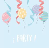 balloons ribbon falling celebration party decoration vector