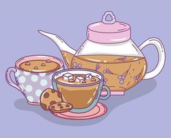 tea time sketch flat design vector