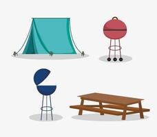 tent grill table picnic in the park vector
