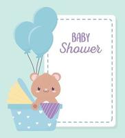 baby shower cute bear in the newborn car seat balloons vector