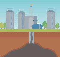 proceso de extracción de petróleo de fábrica fracking vector