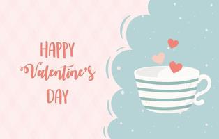 feliz día de san valentín taza de café corazones amor vector