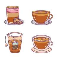 diseño plano del bosquejo de la hora del café y el té vector