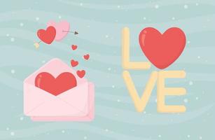 happy valentines day envelope message romantic love hearts vector