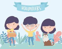 volunteering, help charity people donation protection animal vector