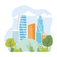 urban ecology skyscrapers town city park scene vector