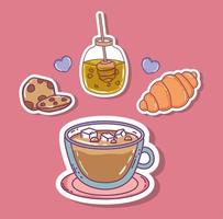 coffee time sketch flat design vector