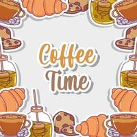 coffee time sketch flat design vector