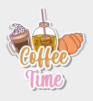 coffee time sketch flat design vector