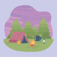 camping land and tent vector