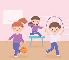 kids sports characters vector