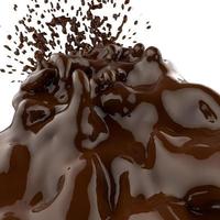 cerrar salpicaduras de chocolate caliente marrón 3d foto