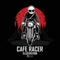 caferacer ilustración, con un fondo negro.eps vector