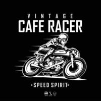 VINTAGE CAFERACER BLACK AND WHITE ILLUSTRATION.eps vector