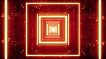 túnel cibernético de luz cuadrada roja hipnótica