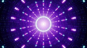 círculo de luz brillante en el túnel de luz de neón múltiple video