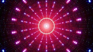 luce circolare incandescente nel tunnel di luce multipla rossa e blu video