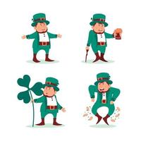 Leprechaun Cartoon Cute Character in Different Pose vector