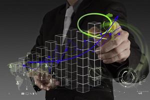 businessman hand drawing a pie chart photo