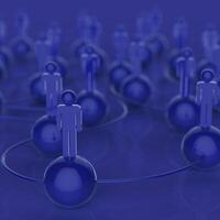 3d blue human social network and leadership photo