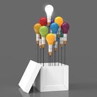 drawing idea pencil and light bulb concept outside the box as creative and leadership photo