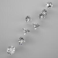 Diamonds 3d composition on grey background photo