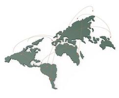 red social humana 3d en el mapa mundial como concepto