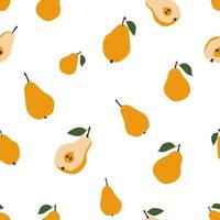 Fruits of yellow pears. Seamless pattern, vector illustration