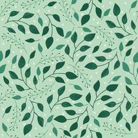 Green twigs pattern. Seamless pattern of green leaves. Vector illustration