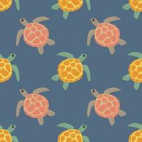 Marine pattern. Sea turtle. Seamless vector pattern. Background, Concept for wallpaper, wrapping paper, cards