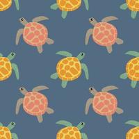 Marine pattern. Sea turtle. Seamless vector pattern. Background, Concept for wallpaper, wrapping paper, cards