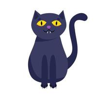 Black cute cat. Vector element isolated on white background.