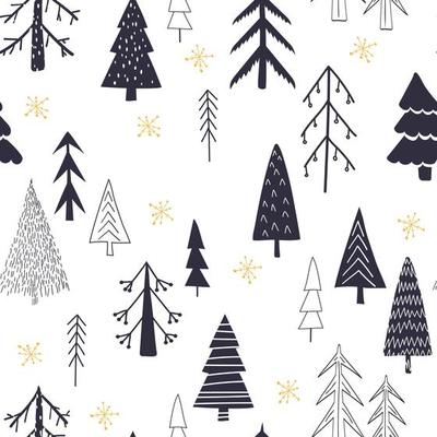 Winter forest, Christmas trees. Christmas seamless pattern