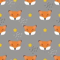 Cute fox, vector pattern. Seamless fox pattern for children. The pattern is suitable for posters, postcards, fabric or wrapping paper.