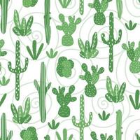 Vector seamless pattern with various cacti. Bright, cute cacti. Background with desert plants for wrapping paper, wallpaper, textiles. Vector seamless pattern with various cacti.