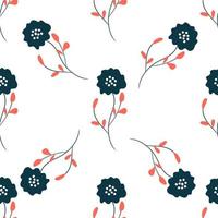 Flowers pattern scandinavian style. Texture with flowers and plants. Floral ornament. vector