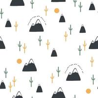 Mountains seamless pattern. Children's background. Vector illustration