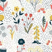 Flowers pattern scandinavian style. Texture with flowers and plants. Floral ornament. vector