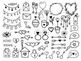 Collection for Valentine's Day. Set of vector hand-drawn doodles.